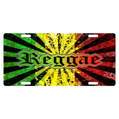 RASTA Flag Colors Custom License Plate Rastafarian Emblem Reggae Version