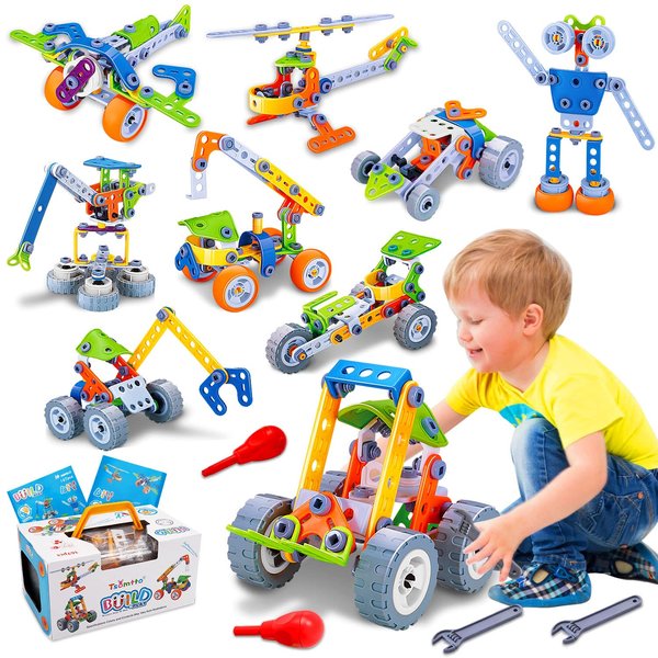 10 in 1 STEM Toys for 4 5 6 7 8+ Year Old Boy Girl Birthday Gifts Building Toys for Kids Ages 4-8 5-7 6-8 Educational Stem Activities for Boys 4-6 8-10 Construction Creative Games Valentine Idea Gift