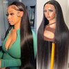 Ysxbui 13x6 Lace Front Wigs Human Hair 180 Density HD Transparent Straight Lace Front Human Hair Wigs for Women Straight Lace Front Wigs Pre Plucked with Baby Hair Natural Color (24 Inch)