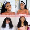 Deep Wave Headband Wig Human Hair Wigs for Black Women - Brazilian Virgin Hair Deep Wave Wig Headband - Glueless None Lace Front Deep Curly Wigs Human Hair 150% Density Natural Black (18 Inch)