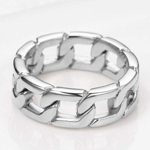 Stackable Rings Cuban Link Chain Ring Stainless Steel Men Gift Midi Rings Size 9 Chain Link Rings