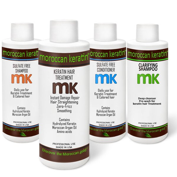 Moroccan Keratin Brazilian Keratin Hair Treatment blowout Straightening Product Professional Grade Natural Organic Looking Results at Home or Salon (4 Piece Set 120x4)