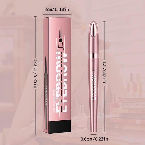 Magic Eyebrow Pencil, Waterproof Microblading Eyebrow Pen 4 Fork Tip Tattoo Pencil,Waterproof Eyebrow Pencil, Easily Create Natural-Looking Brows, Smudge-proof, Up to 24HR Wear (Dark Brown)