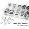 QTEATAK 320Pcs Lock Washers 304 Stainless Steel Internal Star Washer, 8 Sizes Tooth Washer Wave Spring Washer Assortment Kit M2.5 M3 M4 M5 M6 M8 M10 M12, Silver