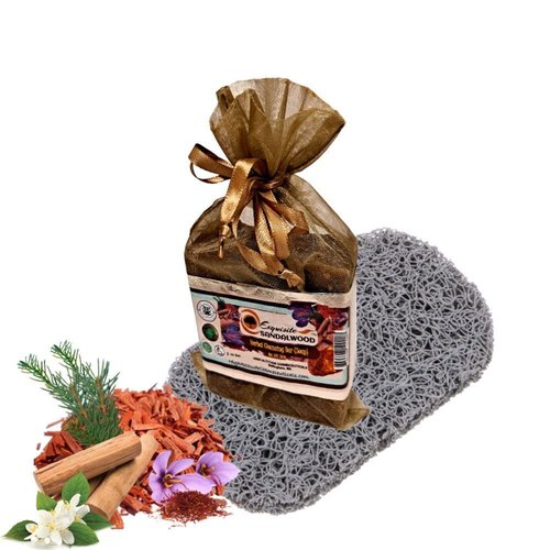 Exquisite SANDALWOOD Therapeutic Herbal Cleansing Bar Soap - Kinds of Real Sandal Wood, Mysore, Saffron, Amber, Botanical Extracts for Men Women, Natural Organic Handcrafted Rustic - 5oz Bar & Mat