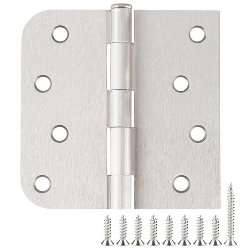 3 Pack Door Hinges 4 Inch Interior/Exterior Door Hinges Satin Nickel Door Hinges 4 Inch Square Rounded 5/8" Radius Corner Hinges for Doors Reversible Full Mortise Combination 4 in Door Hardware