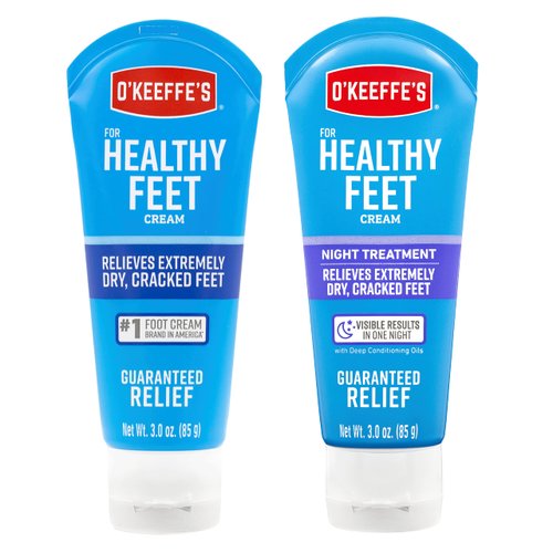 O'Keeffe's for Healthy Feet Foot Cream; 3.0 Ounce Tube and O'Keeffe's for Healthy Feet Night Treatment Foot Cream; 3.0 Ounce Tube; Relieves Extremely Dry; Cracked Feet
