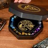 DND Dice Tray - Premium 8 Inch Dice Tray Dungeons and Dragons - Exquisitely Detailed Gold World Tree & Triquetra Design - Perfect RPG Dice Rolling Tray with D&D Dice Box Storage to Protect Dice
