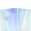 QQ Studio Bulk Holographic Heat Seal Bags, Rainbow Foil Spa Supply Sample Pouches, Heat Seal Iridescent Baggies, Open Top Bags for Lip Gloss and Nails (5.5 Inch x 7.9 Inch, x100 Clear Holographic)