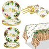 Luau Party Decorations, 81Pcs Hawaiian Party Decorations with Plates, Grass Skirt Tablecloth, Napkins, Forks for Summer Beach Party Aloha Party