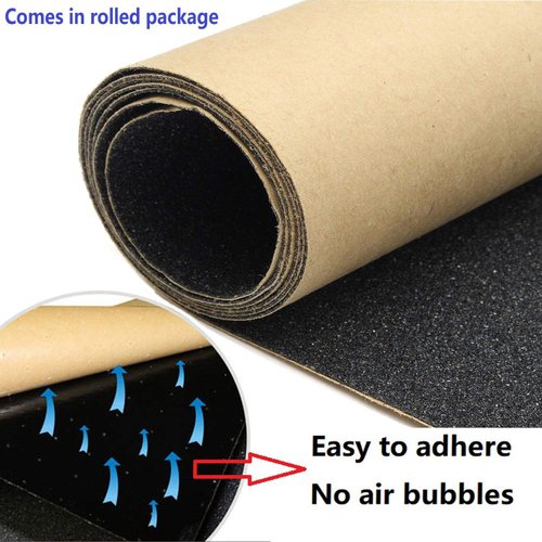 ZUEXT 11" x 50" Black Skateboard Grip Tape Sheet, 80 Grit Bubble Free Waterproof Scooter Grip Tape, Anti Slip Longboard Griptape, Sandpaper for Rollerboard Stairs Pedal Wheelchair Steps (125x27cm)