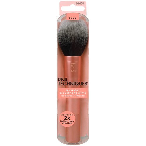 Real Techniques Powder Brush, Ultra Plush Synthetic Bristles, Aluminum Ferrules to Build Coverage, Cruelty Free, Mattified Finish, For Foundation, Setting Powder, Bronzers, Orange, 1 Count