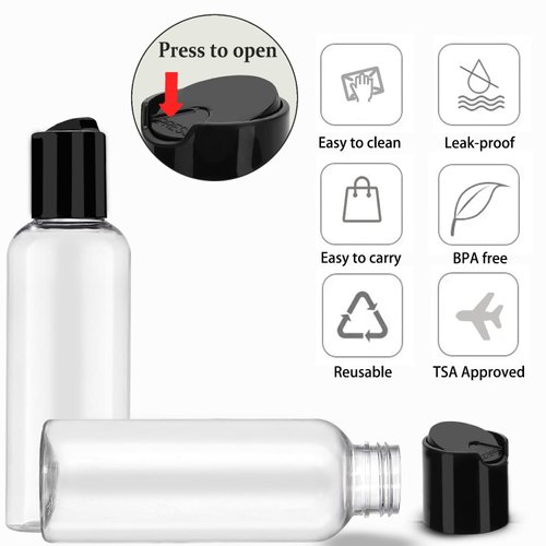 DNSEN 5 Pack 3.4 oz Travel Bottles for Toiletries TSA Approved Leakproof Plastic Empty Travel Size Bottles Containers with Labels