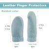 4 Pairs Leather Finger Protector Needle Felting Knitting Finger Thimble Guards Tools for Hand Craft Sewing Needlework Handmaking(Random Color)