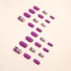 Purple Press on Nails Medium,Coffin Purple Gradient Butterfly Design False Nails,Reusable Fake Nails,Full Cover Stick on Nails,Square Acrylic Glue on Nails for Women,Artificial Nails Supplies 24Pcs