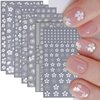 7 Sheets Spring White Flower Nail Art Stickers Hibiscus Flowers Nail Decals 3D Self-Adhesive Summer Floral Pegatinas Uñas Cherry Blossom Nail Supplies for Women Girls Manicure Nail Decor Accessories