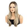 MocNeavian Blonde Wigs for Women 23 Inches Long Wavy Ombre Blonde Wigs Middle Part Ombre Natural Looking Synthetic Fiber Heat Resistant Wig Women's Wigs for Daily Use Women's Charming Wigs