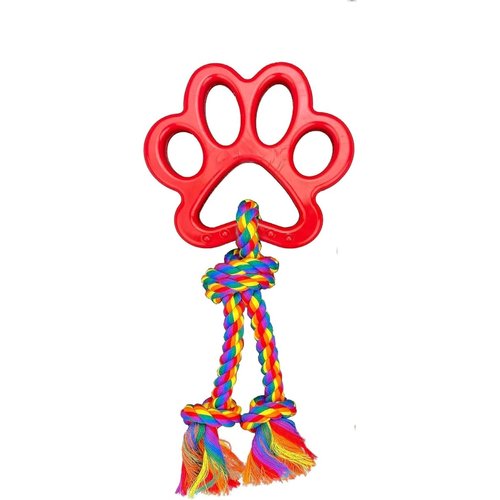 Multipet Paw Print Rope Tug Dog Toy 13 Inches (Assorted Color)