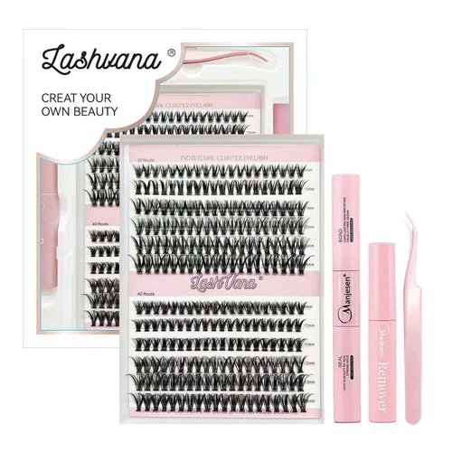 Lash Extension Kit 240Pcs,DIY Individual Lashes Clusters Kit,Lash Bond And Seal,Lash Remover For Eyelashes Extensions,Lash Applicator Tool For False Eyelash Cluster Kit At Home(3040D,D-Mix8-14mm Kit)