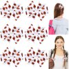 Whaline 6Pcs Football Hair Bow Clips Football Printed Brown White Cheer Hairgrips Grosgrain Ribbon Sports Theme Alligator Clips Gifts