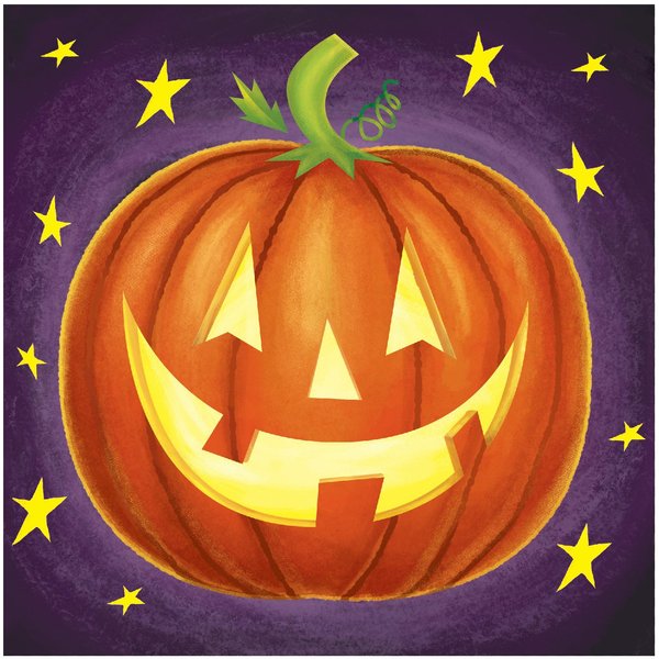 Creative Converting Pumpkin Silhouettes Beverage Napkins, Orange/Purple/Yellow