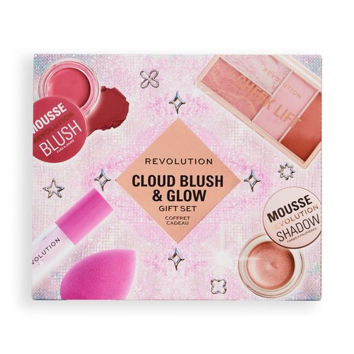 Revolution Beauty Cloud Blush & Glow Highlight Makeup Gift Set, 6-Piece Holiday Set with Eyeshadows, Blush, & Nourishing Lip Oils, Vegan & Cruelty-Free