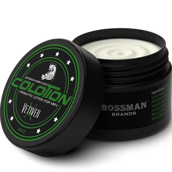 Bossman Colotion - 2 in 1 Men's Lotion and Cologne - Moisturizer and Hydrating Scented Body Lotion - Mens Scented Lotion for Daily Use (Vetiver X)