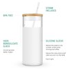 Tronco 20 oz Glass Tumbler Glass Water Bottle Straw Silicone Protective Sleeve Bamboo Lid - BPA Free -Amber