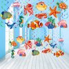 Clabby 30 Pcs Tropical Fish Hanging Swirls Under the Sea Party Decorations Ceiling Decor Ocean Themed Party Mermaid Creatures Beach Party Supplies Under the Sea Decor(Mixed Style)