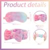 Kajaia 12 Pcs Sleepover Party Favors for Teenager Girl Plush Bow Headbands Tie Dyed Sleep Eye Mask Elastic Hairband Soft Eye Shade for Single Women Pajama Spa Party Supplies Bag Stuffer