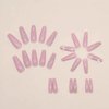 Foccna Coffin Press on Nails Long, Pink Fake Nails Acrylic Crystal False Nails,Artificial Nails for Women and Girls,24 pcs