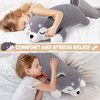 Auspicious beginning 30'' Husky Stuffed Animal Plush Pillow, Huskies Anime Body Pillow, Kawaii Stuff Animal Plush Toy, Big Plushie Stuffed Dog Giant Plush Throw Pillow Gifts for Boys Girls