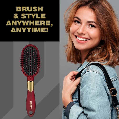 Conair Velvet Touch hairbrush - Travel Hair brush- Detangling hair brush - curly hair brush - hair brushes for women - detangler brush - hair brushes for women - COLORS AT RANDOM