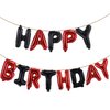 YPSelected Happy Birthday Balloons Banner 16 Inch Hanging Birthday Balloons 3D Silver Foil Letter Balloons for Kids and Adults Birthday Party Decorations Supplies (Red Black)