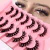 7 Pairs Cat-Eye Lashes Flu-ffy 16mm Fox Eye Lashes Curly Volume Eyelashes Faux Mink Lashes that Look Like Extensions Lashes Wispy False Eyelashes Natural Look(Z10)