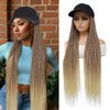 AliRobam Hat Wig Baseball cap with 30inch long Box Braiding hair Extensions attached for woman Black cap wig Braided Wig Hairstyle Adjustable Size (B Ombre Blonde, 30inch)
