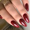 GLAMERMAID Cherry Red Press on Nails Medium Almond, Handmade Jelly Soft Gel Dark Red Glue on Nails Stiletto, Burgundy Emo Fake Nails Short Oval, Reusable Acrylic Stick on False Nails Kit for Women