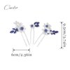 Casdre Crystal Bride Wedding Hair Pins Silver Pearl Bridal Hair Pieces Flower Hair Accessories for Women and Girls(Pack of 3) (B Blue)