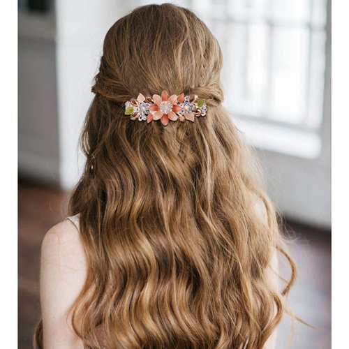 inSowni 4 Pack Glitter Sparkly Gems Crystal Rhinestones Flower Metal French Barrettes Floral Alligator Snap Hair Clips Accessories for Women Girls