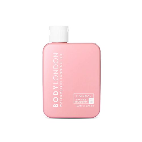 BODY LONDON SPF 15 Watermelon Tanning Oil – 100ml – Natural Sun Protection & Hydration – UVA/UVB Protection – Lightweight & Moisturizing for a Golden Tan