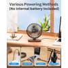 SWEETFULL 6.5 Inch USB Small Desk Fan, 3 Speeds Quiet Portable Desktop Table Fan, 360° Adjustment Personal Mini Fan for Home Office Car Outdoor Travel (Black wood grain)