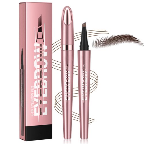 GL-Turelifes Liquid Eyebrow Microblading Pen, Eyebrow Pencil with 4 Tip Micro Head, Eyebrow Pen Micro 4 Point Brow Pen Long-Lasting Waterproof & Smudge-proof Natural Brow Makeup (#02 Dark Brown)