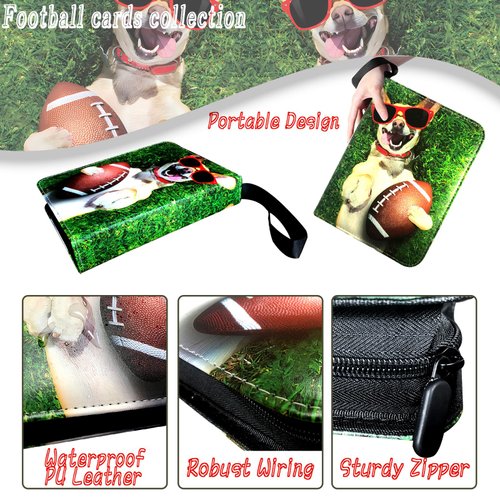 Football Card Binder 400 Pockets, Trading Card Binder 4 Pocket with 50 Removable Sleeves Fits 400 Sport Cards, 3 Ring Card Holder Binder with Zipper, Collector Storage Album