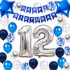 12th Birthday Party Decoration for Boys, Happy Birthday Banner Blue Number 12 Birthday Balloons 12th Birthday Latex Confetti Balloon for Boys Him Son 12 Years Old Birthday Decoration Supplies(12th)