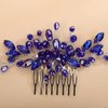 Teyglen Crystal Bride Wedding Hair Comb Bridal Blue Rhinestone Hair Pieces Hair Jewelry Simple Red Black Pink Headpieces for Bride Women Girls