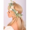 Wiwpar Boho Flesh Floral Headband Flower Garland Wedding Photo Prop Leave Headpiece Flower Wreath Headband with Adjustable Ribbon for Women Party Birthday Gift Halloween Costume Accesso (Flesh)