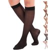 Made in USA - Sheer Compression Socks for Women 15-20 mmHg - Support Hose Knee High Stockings - Black, Medium