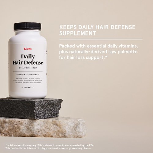 Keeps Daily Hair Supplement, 180 Tablets - Saw Palmetto Promotes Healthy Hair - Biotin, Vitamins A, B6, B12, C, D, Calcium, Selenium & Zinc - Men & Women - 3 Month Supply