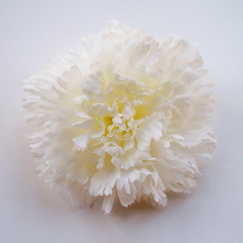 Carnation Artificial Hair Clip/Pin Brooch (White Cream)