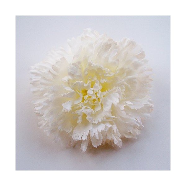 Carnation Artificial Hair Clip/Pin Brooch (White Cream)